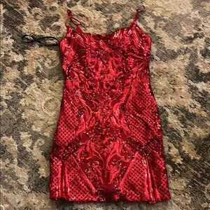 Red Sequin Homecoming Dress